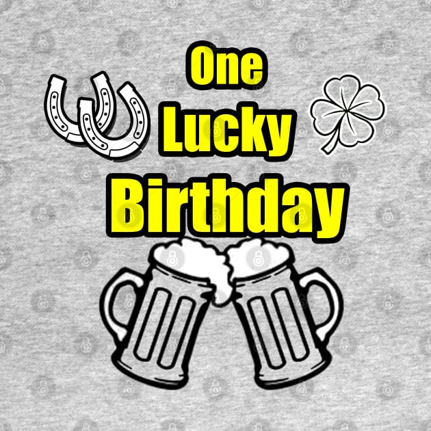 One Lucky Irish Green Beer Drinking Birthday Party yellow green by Black Ice Design